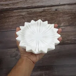 KRAFT CLOUDS Marble Urli for Decoration | Stone Lotus Bowl (Plate) for Puja Flowers, Fruits, T-Light Candle Decoration | Small Size 6 Inch image 2