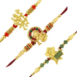 okos Rakshbandhan Rakhi | Rakhi For Brother, Bhaiya, Bhai | Rakhi Combo | Rakshabandhan Gift Set| Rakhi Gift| Kundan Rakhi Combo Set| Rakhi Set for Brother Bhabhi CO0008 image 1