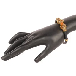 shining jewel - by shivansh Shining Jewel Gold Healing And Powerful Rudraksha Adjustable Leather Bracelet For Men image 5