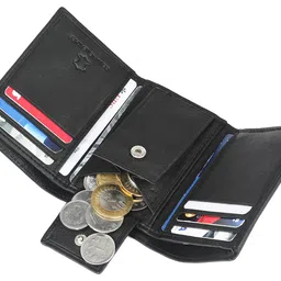 napa hide Black Leather Men's Wallet (NPH) (BLACK1) image 5