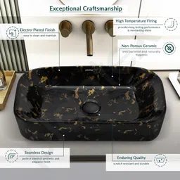 Plantex Tabletop Wash Basin for Bathroom/Designer Ceramic Basin/Rectangle Countertop Wash Basin/Home/Office (21.5 x 14 x 4.5 Inch) image 4