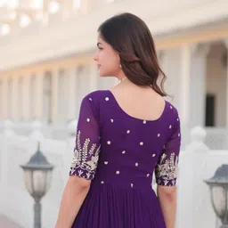 foxdx Women's Georgette Embroidered Flared Anarkali Kurta Gown for Women image 5