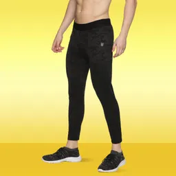 domin8 Slim Fit Tights for Men | Full Length Bottom Leggings for Boys | Best for Gym, Yoga & Training | Black image 4