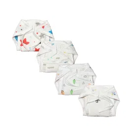 dikary New born Baby's Cotton Cloth Diapers/Langot/nappy U Shaped Washable and Reusable Nappies (Multicolour) (New Born, 4, count) image 1