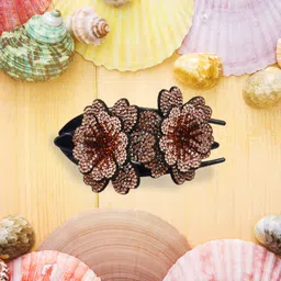 syga Women Rhinestone Double Flower Hair Clip mall Flexible Clip Hair pin Medium Adult Top Clip Head Flower Hair Accessories image 2