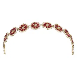 i jewels Gold Plated Traditional Floral Kundan Pearl Studded Rajasthani Sheeshphool Matha Patti/Sheeshpatti for Women/Girls image 1