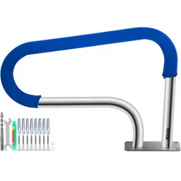 VEVOR Stainless Steel Swimming Pool Ramp 81 x 57.2 cm Handrail 170 kg Swimming Pool Grab Rail with Base Plate 25.5 x 10.2 cm Cover Handle 1.2 m for Exit Entrance Swimming Pool Spa Water Park image 1