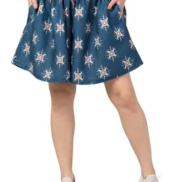 fflirtygo Women Geometric Printed Skirt Shorts Blue Color, (3X-Large) image 1