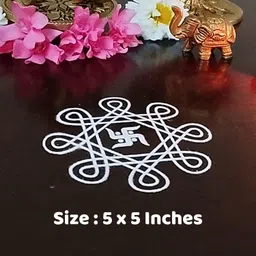 Anciently Swastik Rangoli Stencil Wooden, Rangoli Sacha Wooden, 1 Piece (5x5 Inches) image 2
