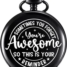 gt gala time Classic Black Gandhi Style Pocket Watch Message Engraved Unique Memorable Gift for Men Women on Birthday, Annversary & Their Special Occassion image 1