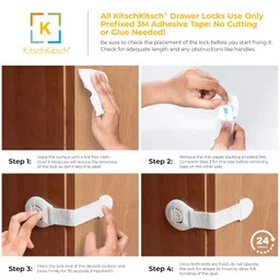 KitschKitsch® 8pcs Baby Infant Child Proofing Safety Locks Latches Door Cupboard Cabinet Fridge Drawer Locks (White) image 5