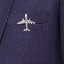 shining jewel - by shivansh Shining Jewel by Shivansh – Silver-Plated Brass Aeroplane Design Brooch for Men on Sherwanis, Suits, Jackets and Tuxedos (SJ_9074) image 3