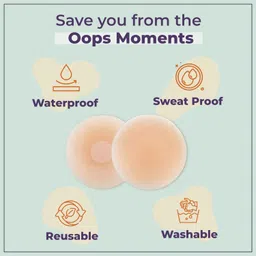 sanfe Flix Reusable Silicone Nipple Cover - 4 Pieces | 10 Times Reusable | Skin-Friendly Adhesive Pasties for Women | Nipple Pasties for Women (New) Multicolour image 3