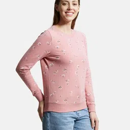 jockey AW68 Women's Super Combed Cotton Elastane Stretch French Terry Fabric Printed Sweatshirt with Ribbed Cuffs image 2