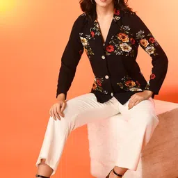 iuga Women Jacket Style Full Sleeve Flower Print Blazer image 4