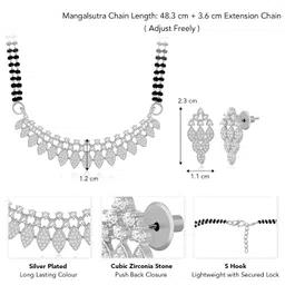 peora Cubic Zirconia Studded Mangalsutra & Stud Earrings Set Ethnic Jewellery Anniversary Gift for Women image 4