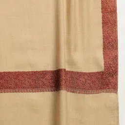 pashtush Mens Fine Wool Shawl, Double Daur Challa Design, Taupe image 2