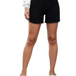 dolce crudo Women's Relaxed Fit High Rise Clean Look Regular Length Stretchable Denim Shorts image 1