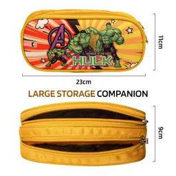 kuber industries Pack of 2 Pencil Pouch | 2 Compartments Utility Pouch | Multi-Purpose Travel Pouch | Waterproof Stationary Bag for Kids | Marvel Geometry Box | Multicolor image 3