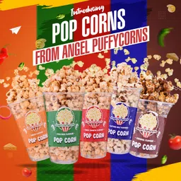 Angels Puffycorns Flavoured Ready to Eat PopCorn - Mix Flavour - Pack of 6 Units (2 Cheese, 1 Tangy Tomato, 1 Butter Salted, 1 Peri Peri & 1 Caramel) image 2