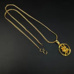 gehena by estele Fashion Jewelry Goddess Durga Maa Pendant for Men: Gold Plated Circle Shape Spiritual Durga Maata Pendant with Chain Temple Jewelry for Men & Women(Unisex)-OSAK010-IG PENDANT image 2