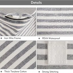 House of Quirk Laundry Hamper 100L Collapsible Large Laundry Baskets with Easy Carry Handles Freestanding Storage Basket for Toys Clothes Organizer (100 Litre, White Grey Stripe) image 4