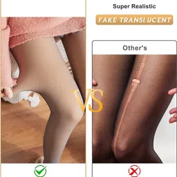 qraftink women dual tone Fake Translucent Skin-Effect Warm Fleece Lined Tights Leggings Thermal Pantyhose Opaque High Waist Winter Tight for Women Winter Wear (Free Size) WAIST SIZE FROM 28 TO 34 image 4