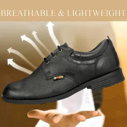 skeedo SKEEDO™ Safety Shoes for Men | Steel Toe Shoes for Heavy Duty Work | Formal Look | Slip Resistant | Light Weight & Comfortable Leather Safety Shoes | TPR Sole image 4