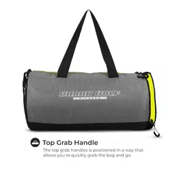 Urban Wolf 26L Gym Duffle Bag | Unisex Grey & Green Zipper | Separate Shoe Compartment | Quick Access Pocket | Durable Polyester | Multi-Functional Sports & Travel Bag | Dimensions 49x23x23 cm image 5