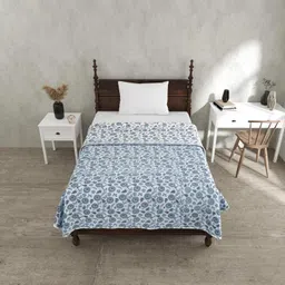 BED-SHEET.COM 100% Cotton King Size Bedsheet for Single Bed, 150 GSM Floral Printed Reversible Bedsheet for Festive Gifting (Baby Blue 90 x 60 Inch) image 3