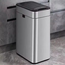 UMAI Stainless Steel Dustbin With Lid | 40L For Kitchen | Automatic Motion Sensor garbage bin | Waterproof | Silver image 1