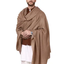 pashtush Mens Blended Wool Ring Shawl, Blended Wool, light weight, Taupe image 3