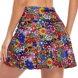 fulbelle Athletic Skirt, Teen Girls Summer Tennis Golf Skorts for Women with Pockets Pencil A Line Skirt High Waisted Elastic 2020 Fashion Juniors Clothes Colorful Flower Small image 5