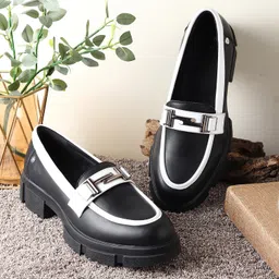 yoho Stella 001 Slip-on Loafers for Women | Comfortable & Stylish Block Heel | Fashion Moccasins with Footpharma Footbed | Perfect for Casual, Formal Shoe image 2