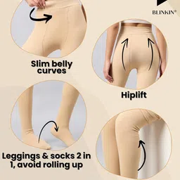 blinkin Soft Touch Thermal Skinny Tights For Women - Ultimate Warm Fleece Leggings For Women, Thermal Winter Tights, Free Size (26Inch Waist To 34Inch) image 4