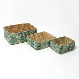 Habere India-All the Cultures Fabricating India Wicker Basket Cane or Bamboo Basket | Tray, Cane Gift Hamper Basket, Wardrobe Basket | Bathroom Organizer Basket | Organizing Baskets (Design 03) image 4