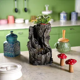 the artment your artistic apartment The Artment Mystic Canopy Rainforest Tree Trunk Shape Fountain Indoor Table Top Showpiece Fountain for Living Room, Office, Home Decor Waterfall Fountain with LED Lights | 14 Inch, Grey image 2