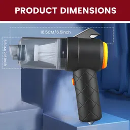 Allextreme 6-in-1 Vacuum Cleaner with Filter 4 Nozzles USB Cable Hammer Seat Belt Cutter Power Suction Rechargeable Battery Mini Car Air Blower for Dry Cleaning Car Home Office Traveling (1Pc, Black) image 5