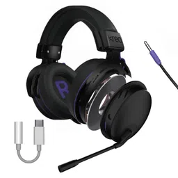 Kreo Beluga V2 Wired Gaming Headset, 50mm Oraphene Drivers, Duel Chamber, Flip to Mute Mic, Memory Foam Earpads, Lightweight Aluminum Huikt, PC, PS4, PSS Mobile (Beluga v2 with Converter) image 1
