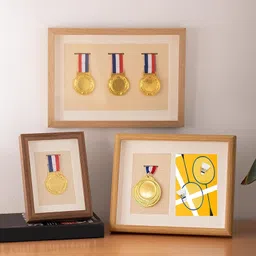 THE STYLE SUTRA Medal Storage Shadow Box Frame Collectible Wood for Insignia Pins Gymnastics Walnut Color 7inch image 2