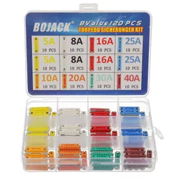 BOJACK 8 Types 120pcs Torpedo Fuses Set Torpedo Shaped Fuses Automotive Fuse 5A 8A 10A 16A 20A 25A 30A 40A for Protect Automotive Circuits with a Hard Plastic Box for Old Style Classic Cars image 1
