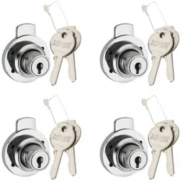 Xpert Round Multi Purpose Lock Pack of 4, Works as Drawer Lock with Key, Lock for Cupboard, Wardrobe Lock with Key, Cupboard Lock with Key, Lock for Drawer, almirah Lock, Cabinet Locks for Cupboard image 1