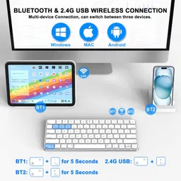 ULSOU Wireless Keyboard for Mac, Bluetooth/2.4G USB Dual-Channel Connection, Multi Device, Rechargeable Bluetooth Keyboard Compatible with Mac, iPad, iPhone image 2