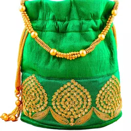 dms retail Rajasthani Potli Bag For Women Green image 1