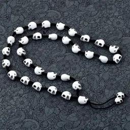 dulci 2 PCs Combo Ceramic Kapala Narmund Khopdi Mala Necklace Skull Charm Adjustable Bracelet For Men and Boys image 4
