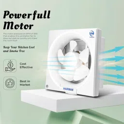 HM Venti Deluxe 225 mm 8 Inch Exhaust Fan For Kitchen, Bathroom with Strong Air Suction, Rust Proof Body and Dust Protection Shutters (1-Year Warranty, White) | (Pack of 1) image 3