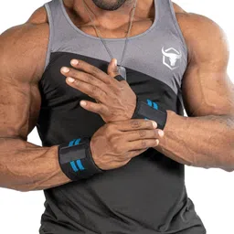 DreamPalace India GymWar Gym Gloves for Men Workout - Leather Weight Lifting Strap with Wrist Support-Free Size-Blue image 3