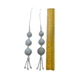 shoppingover handmade silver tassels for lehenga embellished Indian Fancy dress latkan (Pack of 2 Latkans) image 3