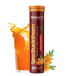 Vitasierra Sea Buckthorn Berry Effervescent Tablets (20 Tablets)- Powerhouse of Vitamin C, Omega 3,6,9 & Antioxidant- 3x Concentration, Makes delicious Juice image 1