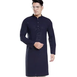 divisive Men's Sequince Embroidered Cotton Blend Only Slim Fit Kurta image 1